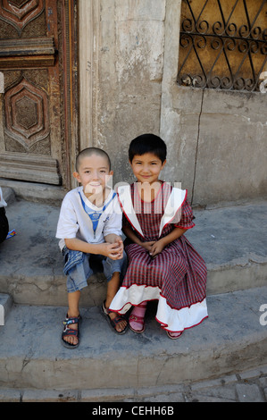 Uigurische Kinder in Kashgar, China Stockfoto