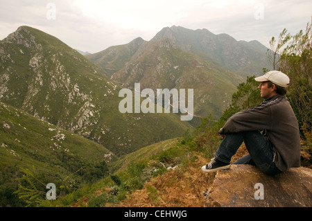 Touristen, die Ruhe, Blick auf Prinz Albert übergeben, Provinz Westkap Stockfoto