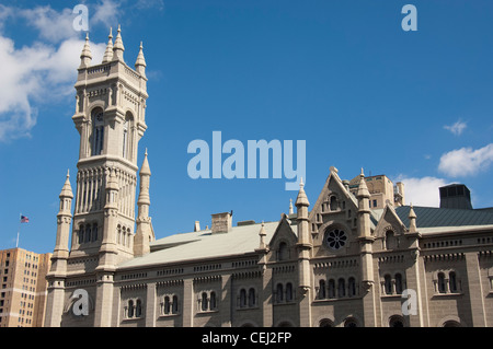 Pennsylvania, Philadelphia. historischen Masonic Temple, ca. 1868-73. architektonische Wahrzeichen mit 7 verschiedenen Stilen. Stockfoto