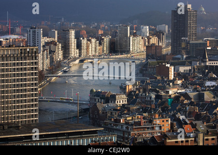 Blick über die Stadt Lüttich und der Fluss Maas, Belgien Stockfoto