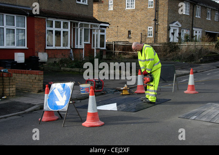 Die Installation des Road Safety Kissen Stockfoto