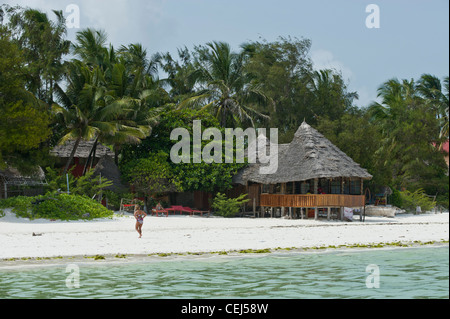 Restaurant am Strand von Bwejuu Sansibar Tansania Stockfoto