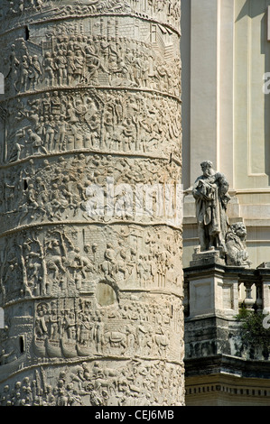 Detail der Trajanssäule, Trajan Forum, Rom, Latium, Italien Stockfoto