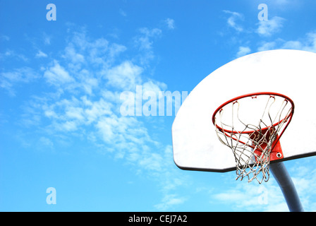 Basketball-Korb, Board, Sport, Hoop, Himmel, Wolken, net, Stockfoto