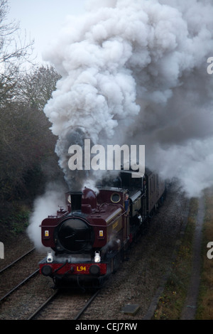 Pannier Tank Dampflokomotiven 7752 und 9600 Klettern Bagworth Steigung, Bagworth, Leicestershire, England. Stockfoto