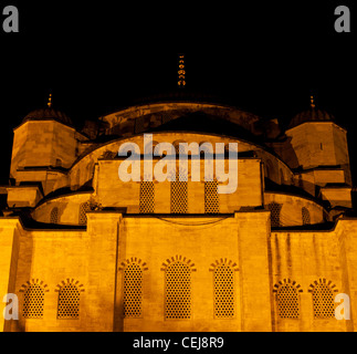 Blaue Moschee bei Nacht, Sultanahmet, Istanbul, Türkei Stockfoto