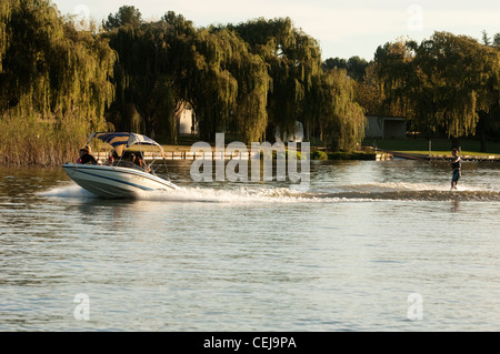 Wasserski auf der Vaal River, Vereeniging, Free State Province Stockfoto