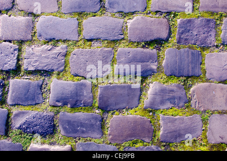 Antike alte Stadt Pflaster Backsteine Hintergrund Stockfoto