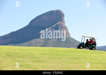 Golf-Cart auf Kurs, Legends Golf Estate, Limpopo Provinz Stockfoto