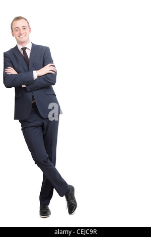 Ein Business-Mann gelehnt Stockfoto