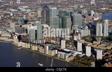 Luftbild von Canary Wharf, dem sekundären zentralen Geschäftsviertel von London, Großbritannien Stockfoto