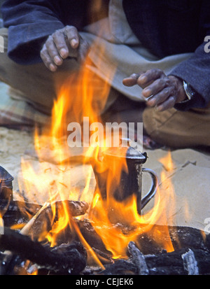 Beduinen Nomad Wüste Lagerfeuer Stockfoto