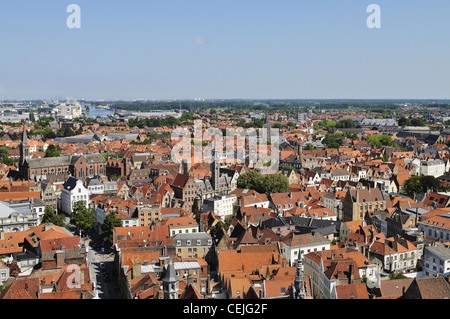 Blick auf die mittelalterliche Stadt Brügge und Zeebrugge, Belgien. Stockfoto