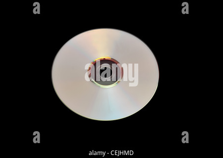 Eine CD, die isoliert auf schwarz Stockfoto