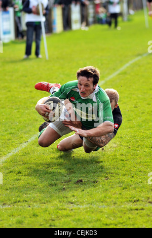 Rugby-Spiel, Wharfedale Rugby Union Football Club, North Yorkshire UK Stockfoto