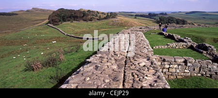 Hadrian Mauerbau in Roman Britain gesehen hier Verlängerung Ferne bei Housesteads Fort Stockfoto