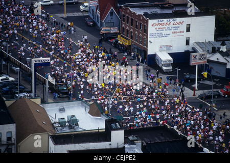 Luftaufnahme der 1994 New York City Marathon-Läufer. Stockfoto