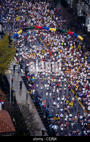 Luftaufnahme der 1994 New York City Marathon-Läufer. Stockfoto