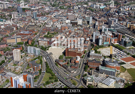 Luftaufnahme des Leeds City Centre aus dem Westen Stockfoto