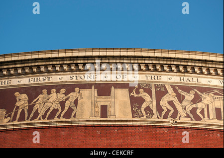 Detail der Fassade, Royal Albert Hall, South Kensington, City of Westminster, London, England, UK Stockfoto