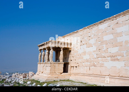 Erechtheion antiker griechischen Tempel auf der Akropolis von Athen in Griechenland gebaut in Ehren legendärer König Erechtheus Tempel gesehen heute Stockfoto