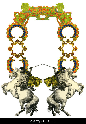 Luxuriösen viktorianischen Frame nach einer Gravur 'A Bull Fight"edited by The Graphic - London, ca. 1878. Stockfoto