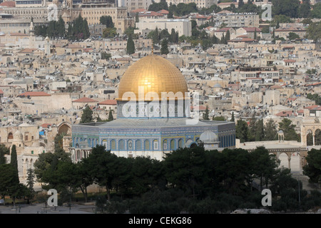 Auf alten Jerusalem und Kuppel des Tempels Rock anzeigen Stockfoto