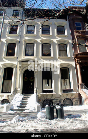 Ein Brownstone auf Columbia Heights im Stadtteil Brooklyn Heights in New York Stockfoto