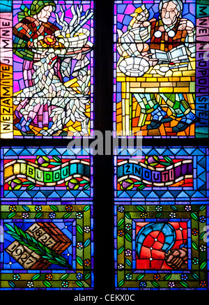 Prag, St.-Veits-Dom, Thunov Kapelle, Glasfenster, Psalmen, Psalm 126:5 Stockfoto