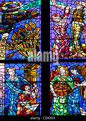 Prag, St.-Veits-Dom, Thunov Kapelle, Glasfenster, Psalmen, Psalm 126:5 Stockfoto