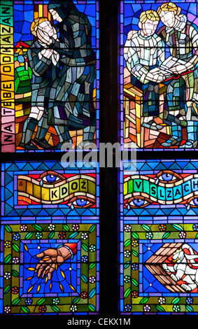 Prag, St.-Veits-Dom, Thunov Kapelle, Glasfenster, Psalmen, Psalm 126:5 Stockfoto