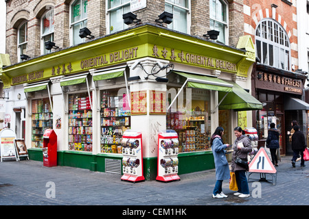 Chinesischen Lebensmittelgeschäft in Chinatown, Soho, London. Stockfoto