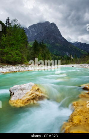 Soca Fluss Soca-Tal, Triglav Nationalpark, Julischen Alpen, Slowenien Stockfoto