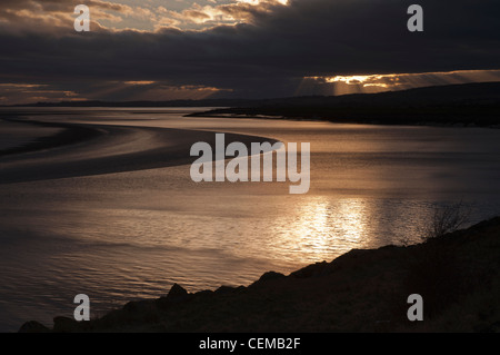 Sonnenuntergang über dem Fluss Severn, Lydney, Gloucestershire, England Stockfoto