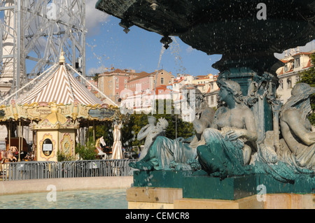 Dom Pedro IV Platz Rossio Bezirk Lissabon Portugal Stockfoto