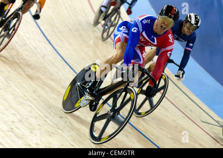 Sir Chris Hoy Keirin-Rennen, UCI Track Cycling World Cup 2012 Teil der Baureihe London bereitet für die Olympischen Spiele 2012 zu gewinnen Stockfoto