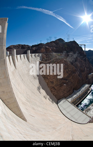 Hoover Dam, am Black Canyon an der Grenze zwischen Arizona und Nevada Stockfoto