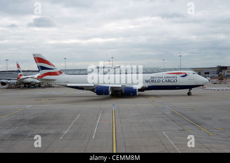 British Airways World Cargo Boeing 747, London Stansted Flughafen, Essex, England. Stockfoto