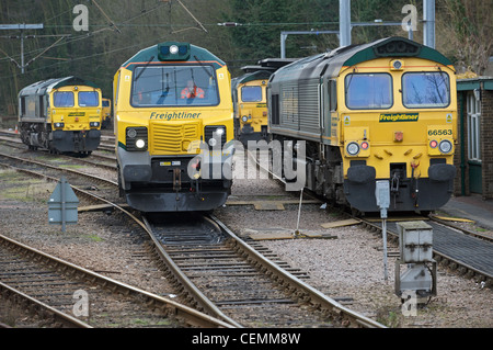 Freightliner-Klasse 70 und 66 Diesellokomotiven Stockfoto