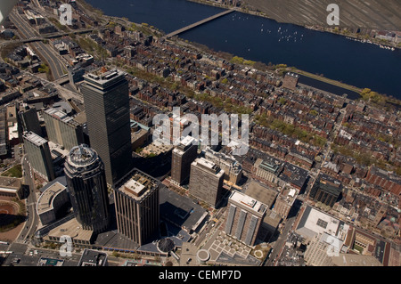 Bostoner Gegend Back Bay und Downtown am 26. April 2008 aus der Luft gesehen. Antenne, Boston/Cambridge, MA Stockfoto