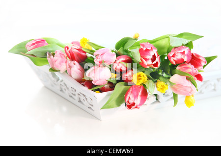 Home-Appliance - schönen Frühlingsblumen auf dem Tisch Stockfoto