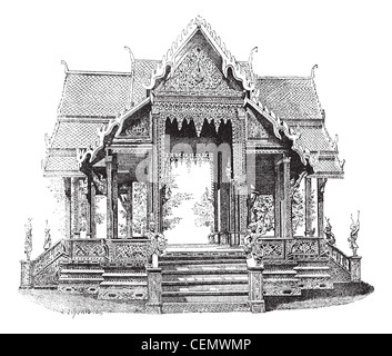 Hall von Siam, graviert Vintage Illustration. Wörter und Sachen - Larive und Fleury - 1895. Stockfoto