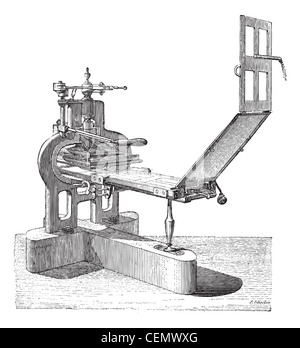 Alten gravierte Darstellung der Handpresse. Wörter und Sachen - Larive und Fleury? 1895 Stockfoto