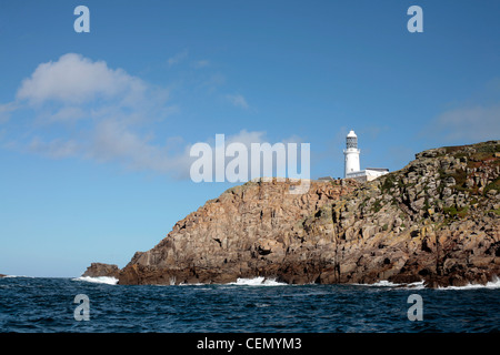 Runde Insel Leuchtturm, Scilly-Inseln, UK Stockfoto