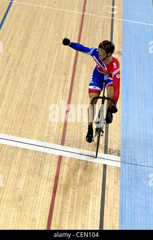 Sir Chris Hoy gewann den Sprint Final UCI Track Cycling World Cup 2012 Teil der Baureihe London bereitet für die Olympischen Spiele 2012 Stockfoto