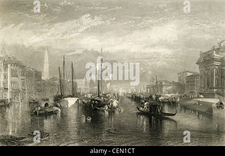 Ca. 1870 s Gravur, The Grand Canal in Venedig, Italien. Stockfoto