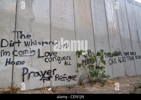 Graffiti auf der Sicherheitsmauer errichtet, um jüdische und arabische Sektoren Israels zu trennen Stockfoto
