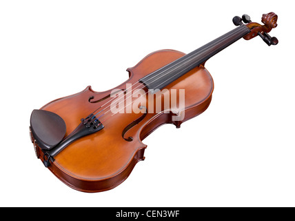 klassische Violine isoliert auf weißem Hintergrund Stockfoto