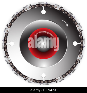 Sägeblatt für Schleifmaschinen vor weißem Hintergrund, abstrakte Kunst-Vektorgrafik Stockfoto