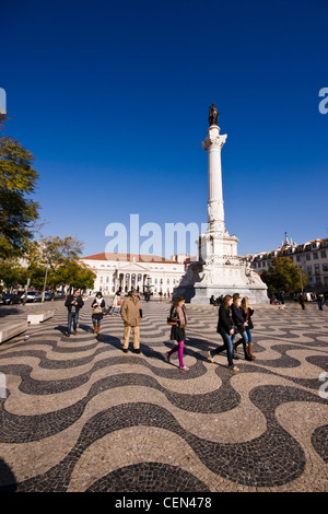 Praça de Dom Pedro IV (Rossio-Platz), Lissabon, Portugal. Stockfoto